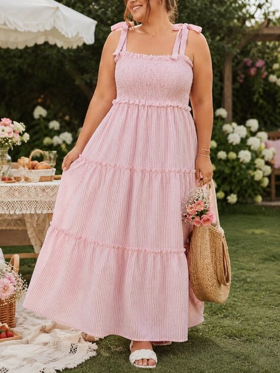 Simply Southern Dresses & Skirts - Simply Southern Pink Seersucker Smocked Maxi Dress Cottagecore XXL